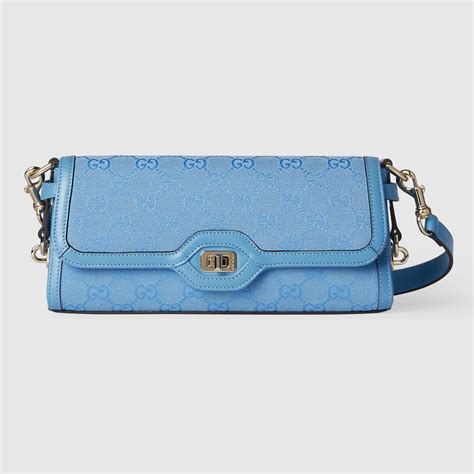 Gucci Luce small shoulder bag in light blue GG canvas 